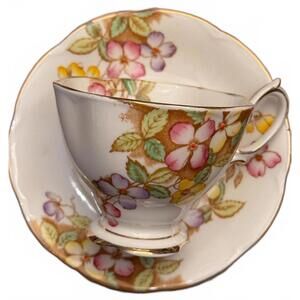 Teacup and Saucer Set. Vintage Royal Albert Clematis Fine Bone China